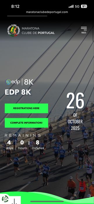 Vendo dorsal 8k lisboa 26 out