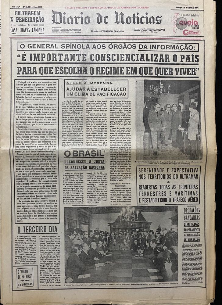 Jornal 25 Abril 1974. Revolução nacional.