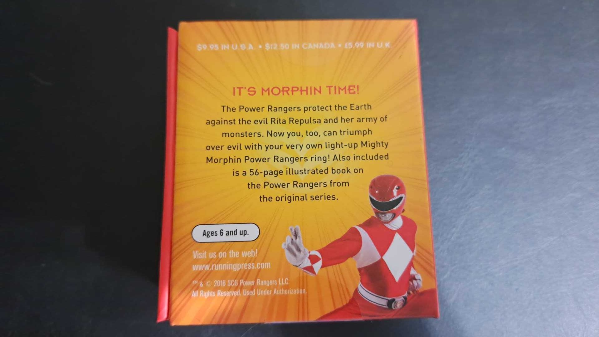 Power Rangers Mighty Morphin - anel COM LUZ +livret-NOVO-PORTES GRÁTIS