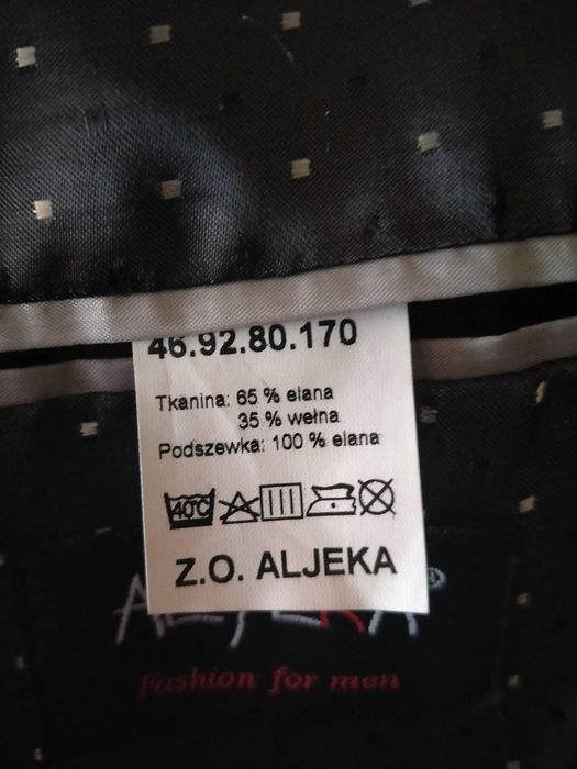 Garnitur męski grafitowy na 170 cm wzrostu