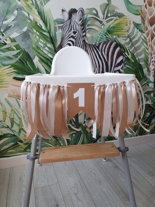 Ozdoba na roczek girlanda na krzesełko beże