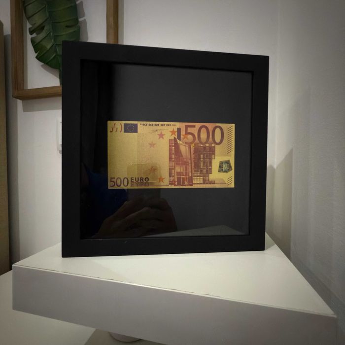 Quadro Decorativo - 25x25cm - Nota de 500 Ouro