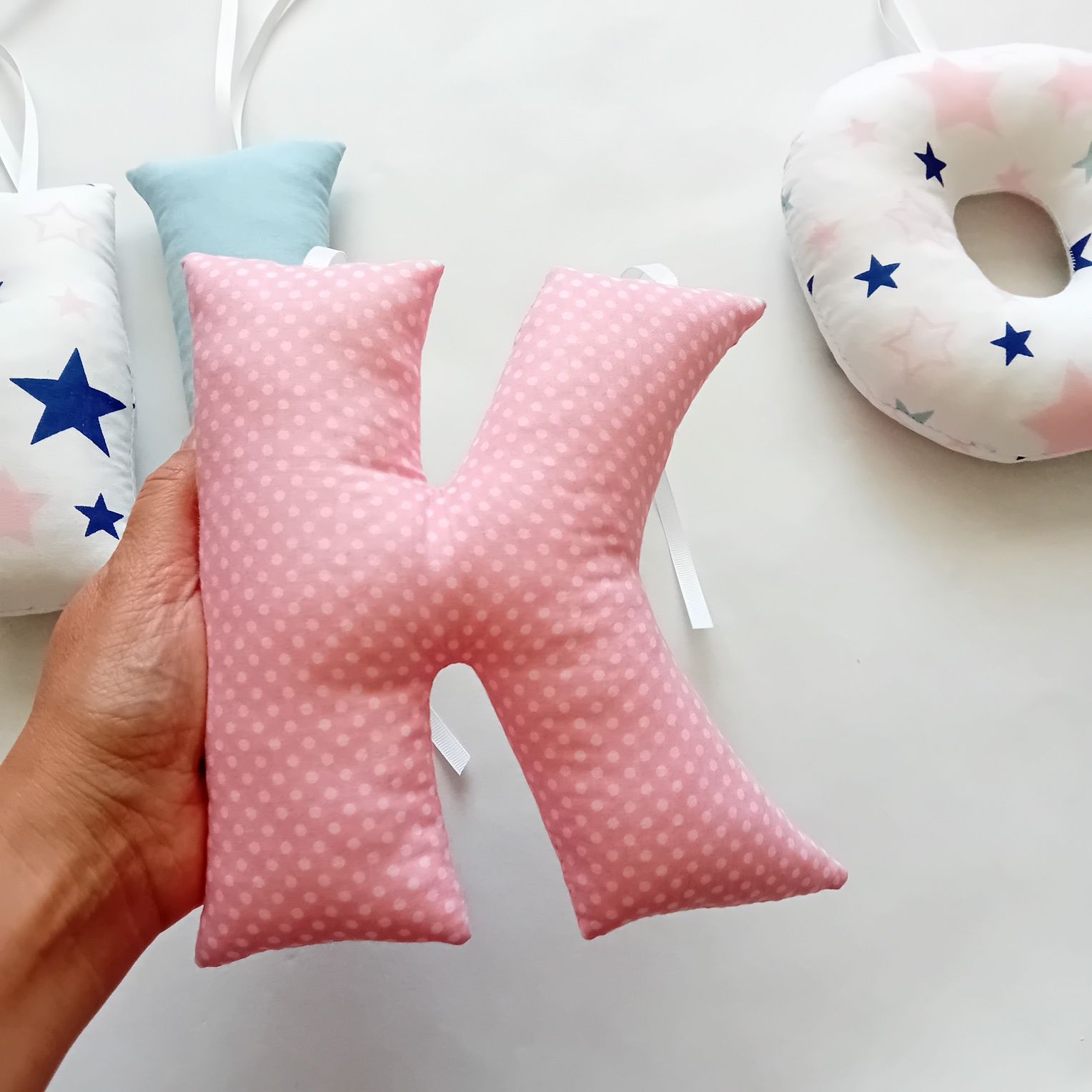 Nikola - imię z bawełnianych literek. Handmade. Nowe