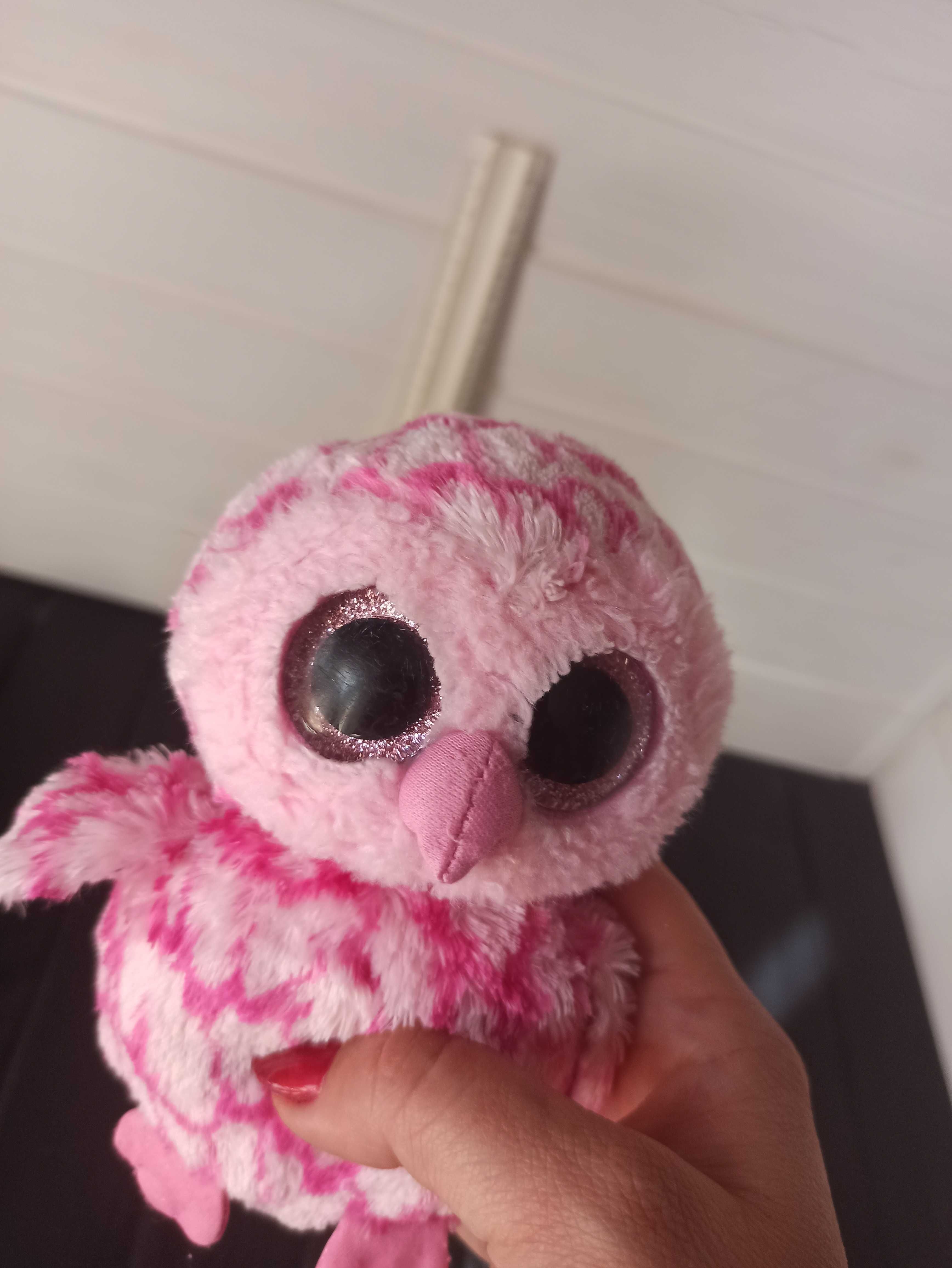 М'яка рожева іграшка сова совушка глазастик з блискучими очима тушка