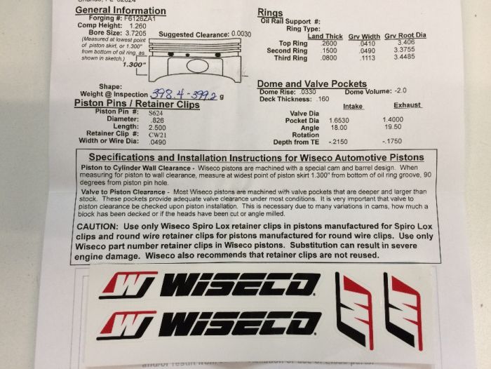 Pistons Wiseco WD BMW E30 320is S14B20