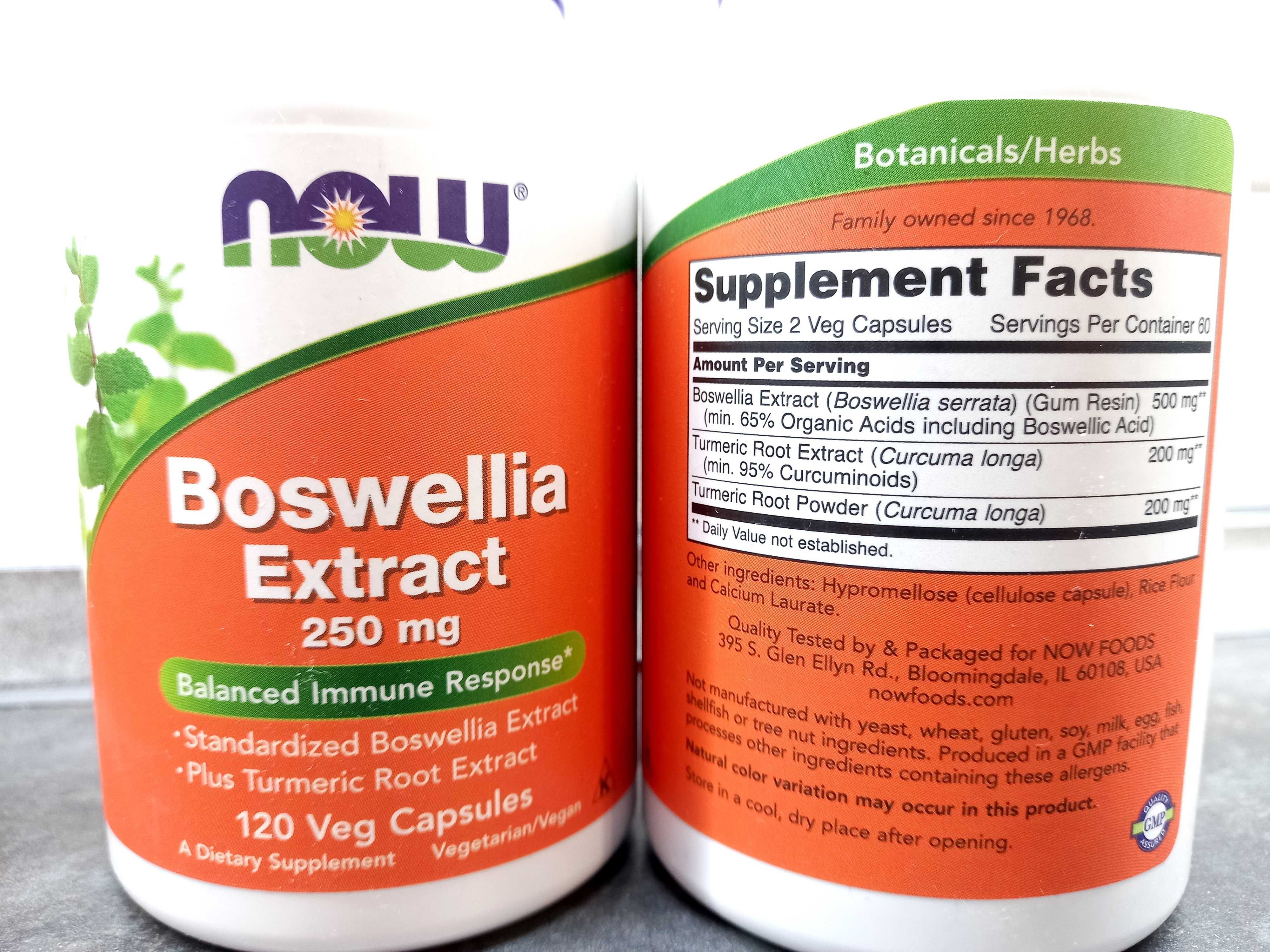 Now Foods, Boswellia (120 капс.), босвеллия + куркумин для суставов