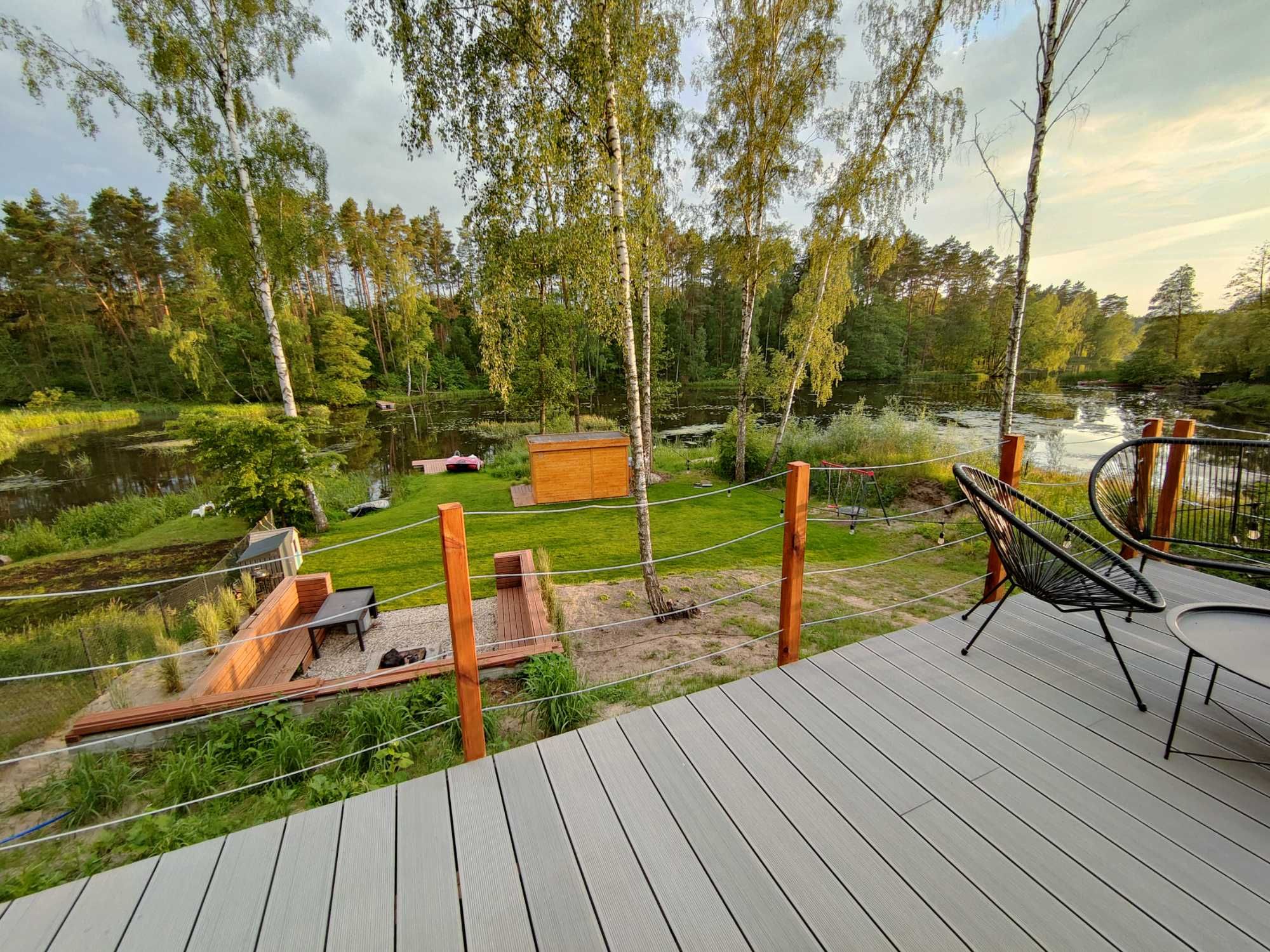 Glamping/domki linia brzegowa, balia na wyłączność, sauna