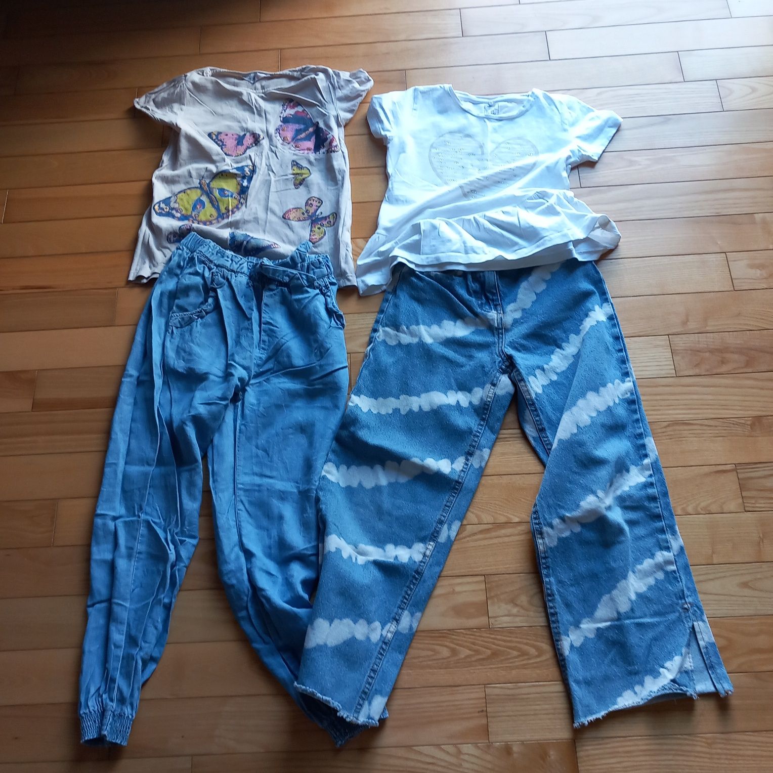 Zestaw paka wiosna lato dziewczynka 134 zara H&M jeansy