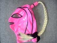 841A/ Bal Sylwester Haloween Maska L różowa latex lateks 0,4 blond kuc