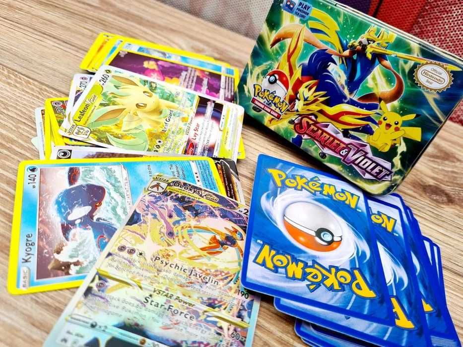 ++Nowy zestaw kart Pokemon w dużym metalowym pudełku - zabawki=