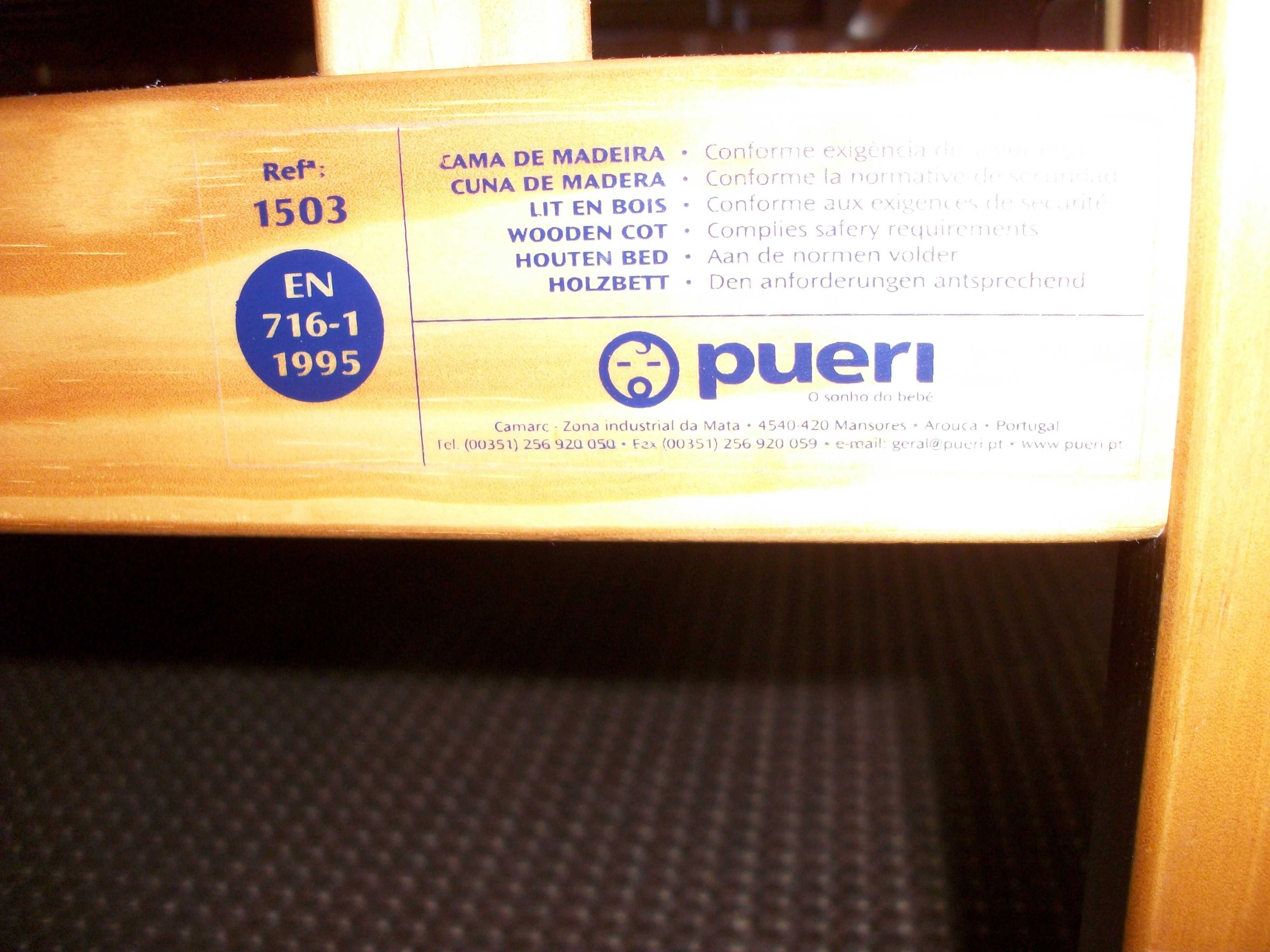 Berço Pueri 120cm. x 60cm. oferta do colchão
