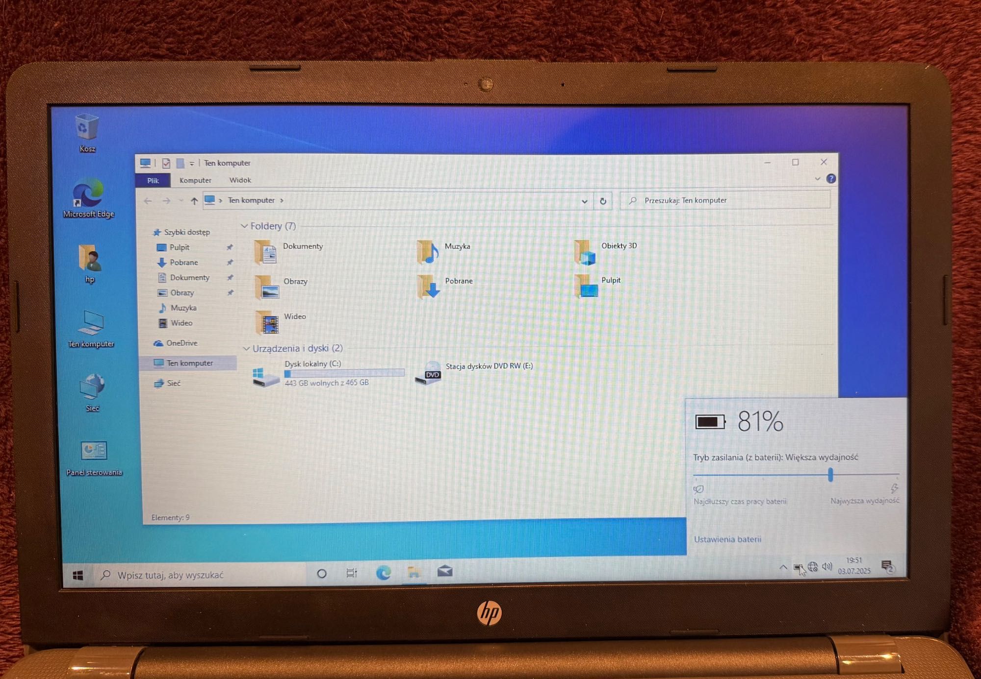 Laptop Hp 250 G6 Intel Celeron N3060, 8GB ram, dysk 500GB HDD