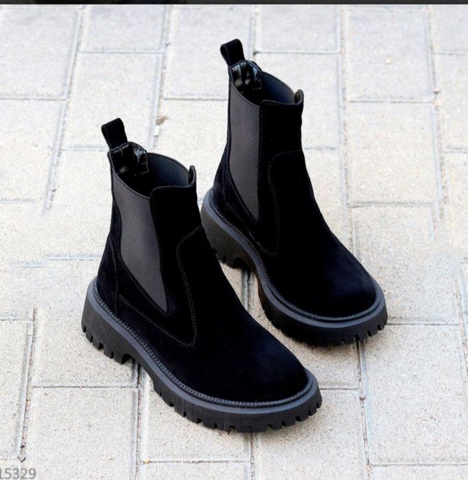 Черевики Челсі зимові, натуральна замша, ботинки челси замш