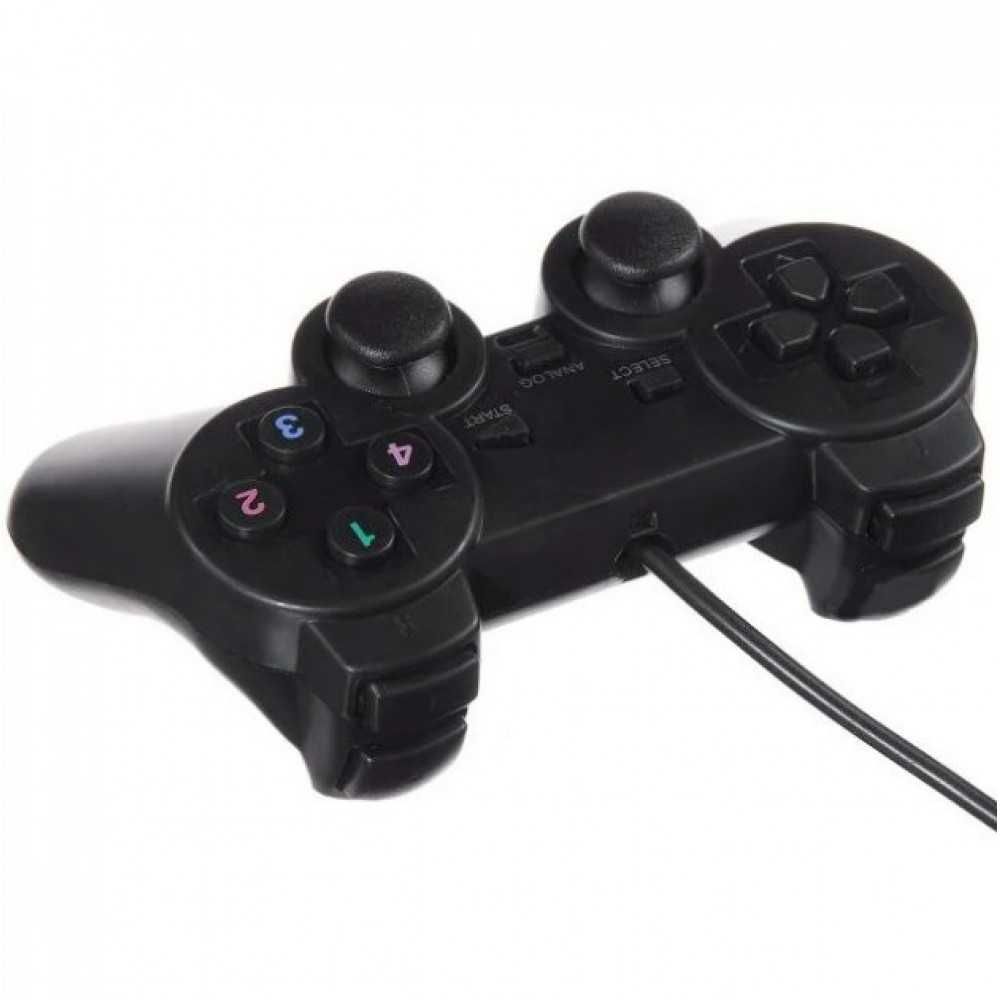 USB джойстик для ПК PC GamePad DualShock вібро чорного кольору