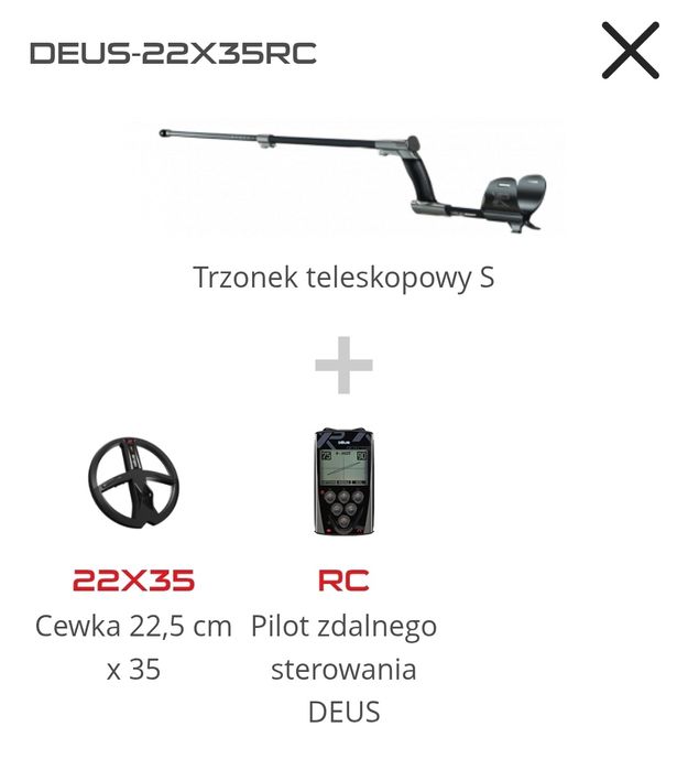 Wykrywacz Metali XP Deus z panelem, sztycą i cewką 9" DEUS-22X35RC