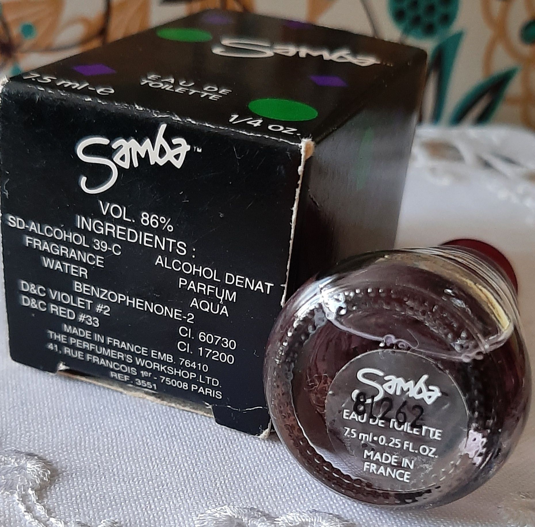 Samba edt 7,5 ml , miniatura, vintage