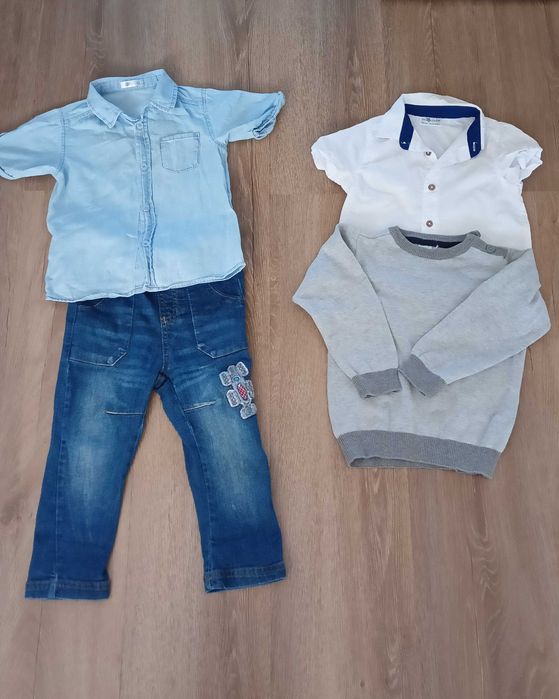 Koszule, spodnie i swetr r.92