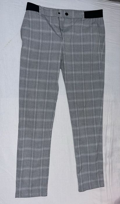Szare Eleganckie spodnie garniturowe w kratkę ZARA