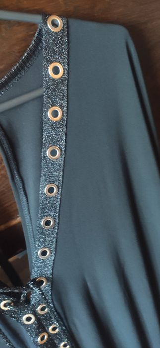 Elegancki czarny kombinezon krótki rękaw wesele rozmiar xl / XXL 42 44