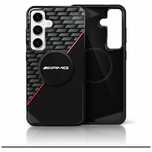 Etui AMG Double Layer Rhombs MagSafe na Samsung Galaxy S25 - czarno-cz
