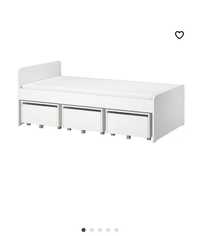Białe Łóżko SLÄKT  Ikea 90x200 cm + materac