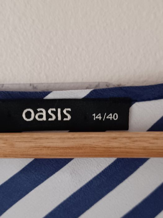 Jedwabna sukienka mini Oasis L marynarskie paski