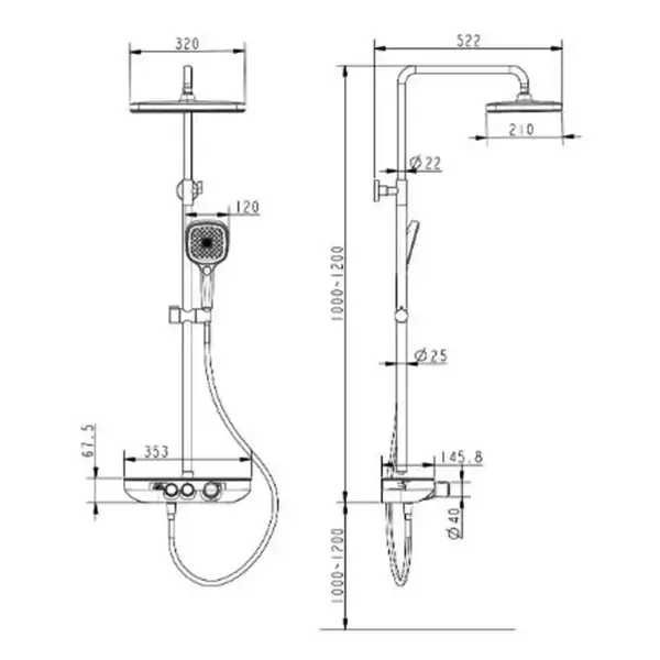 Душова система з термостатом Devit