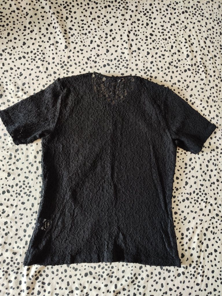 Czarna bluzka koronkowa XL