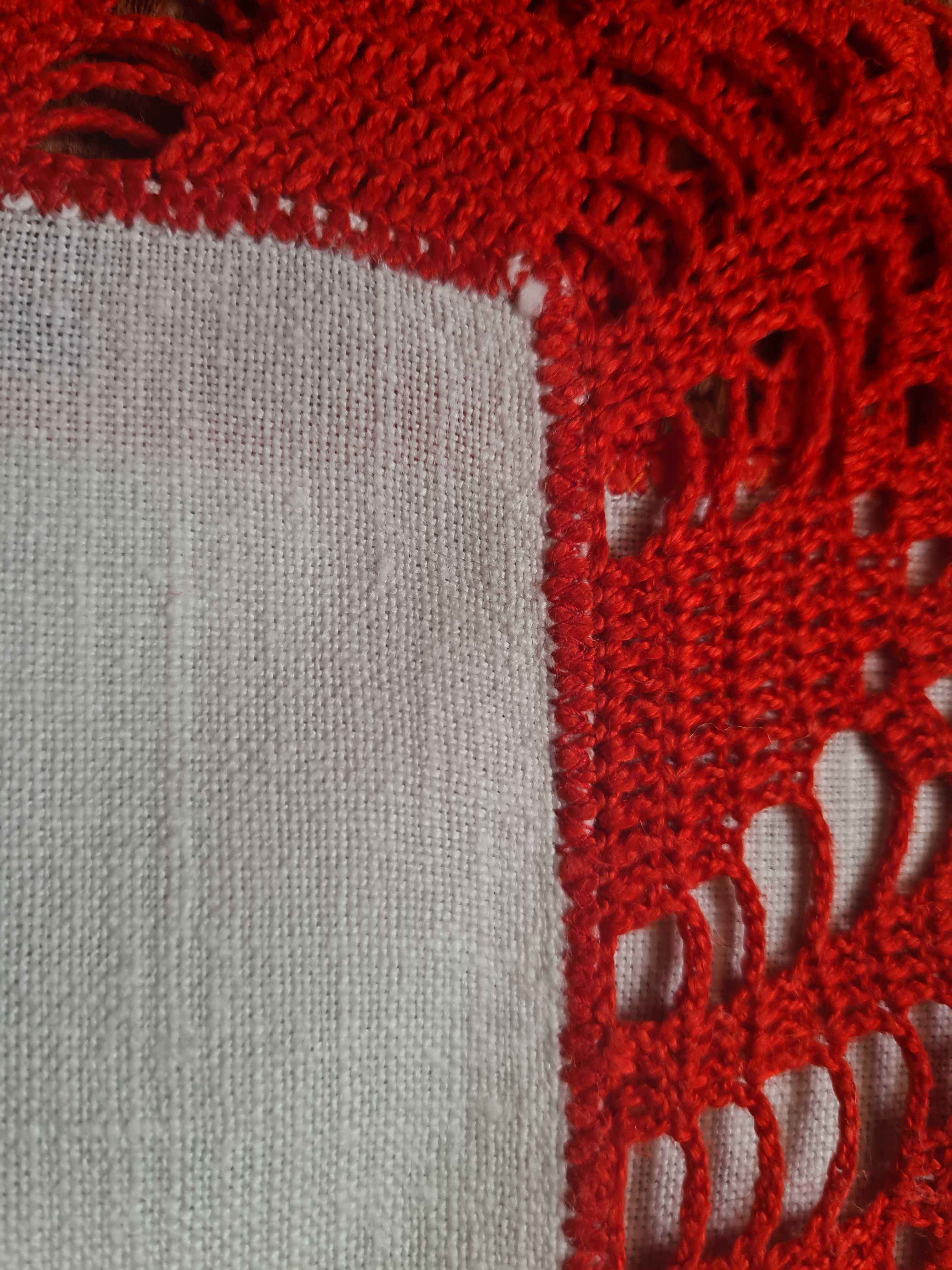 Nowa serweta z ręcznie robioną mereżką - do haftu, len 100%