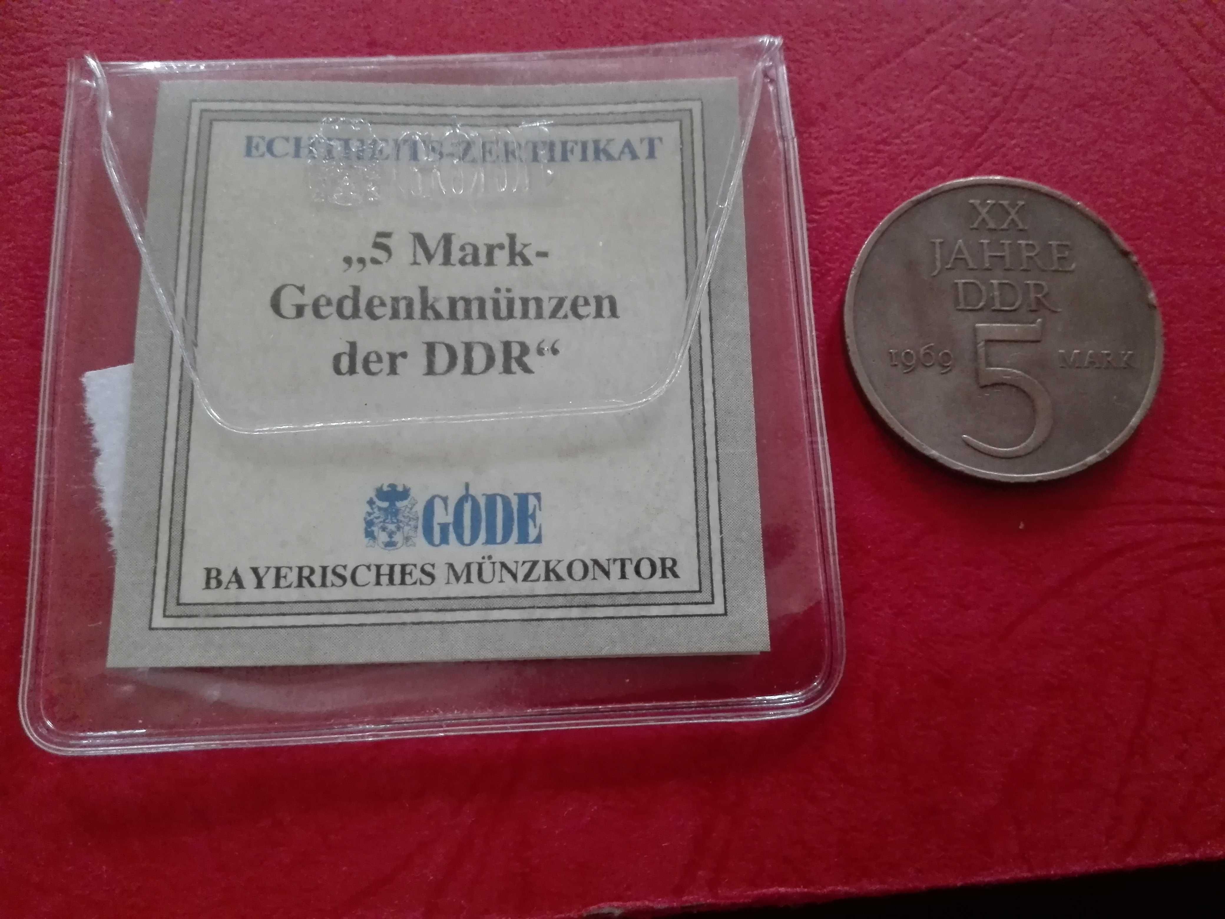 Kolekcjonerska moneta 5 marek niemieckich z 1969