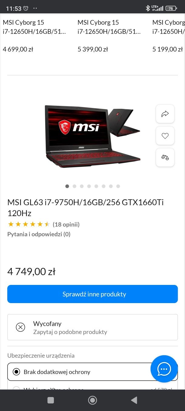 Laptop msi gamingowy