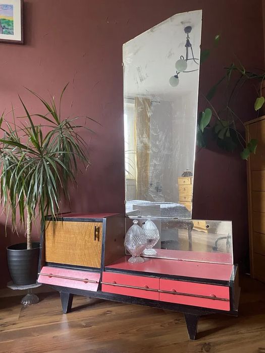 Piekna toaletka lustro z lat 60 - 70 prl modern design