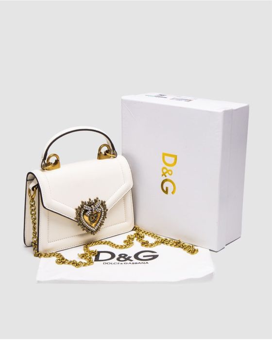 Сумка шкіряна біло-молочного кольору dolce&gabbana