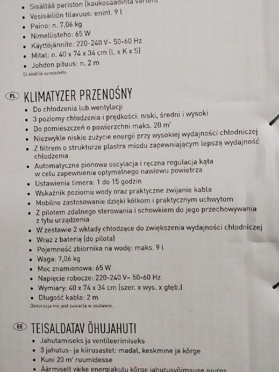 Klimatyzer Przenośny SilverCrest brak wkładów chłodzących