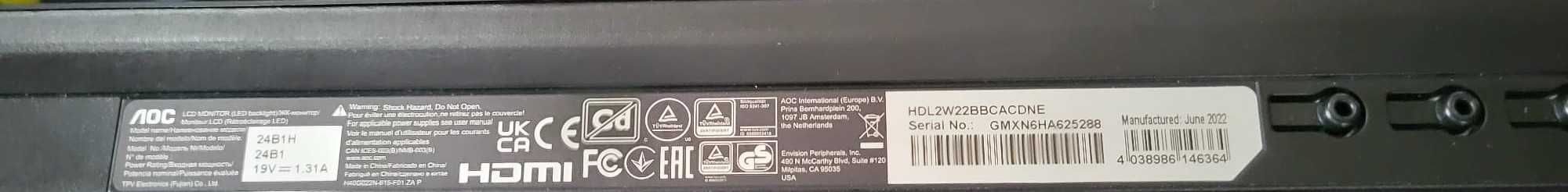 Monitor AOC 24B1H – 24” Full HD