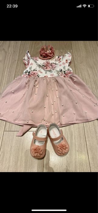Zestaw na roczek- sukienka, butki, opaska roz. 74/80