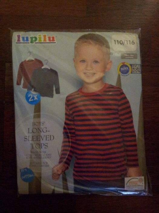 Nowe chłopięce koszulki z dł. rękawem r.110/116 (4-6 lat) LUPILU 2-PAK