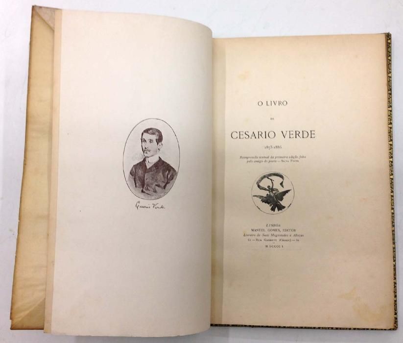 "O Livro de Cesário Verde 1873-86" Cesário Verde 1901 2ª Edição.