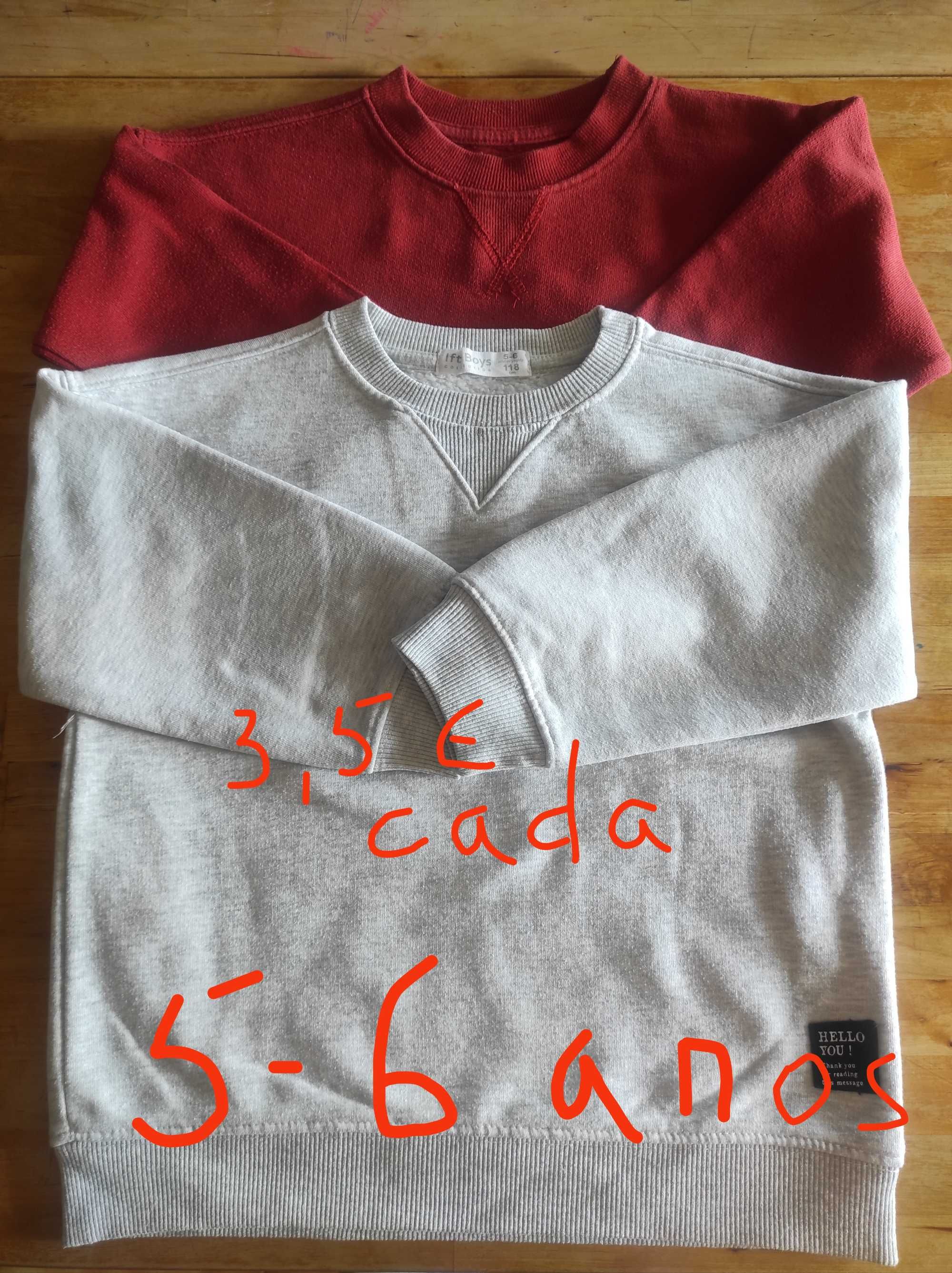 Sweats, t-shirts para menino 5-6 anos