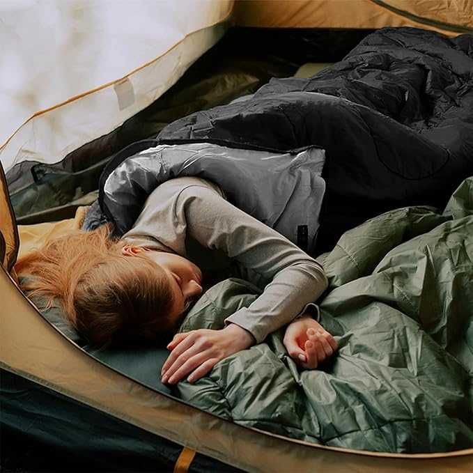 Lekki przenośny śpiwór kempingowy z kompresją NIEBIESKI