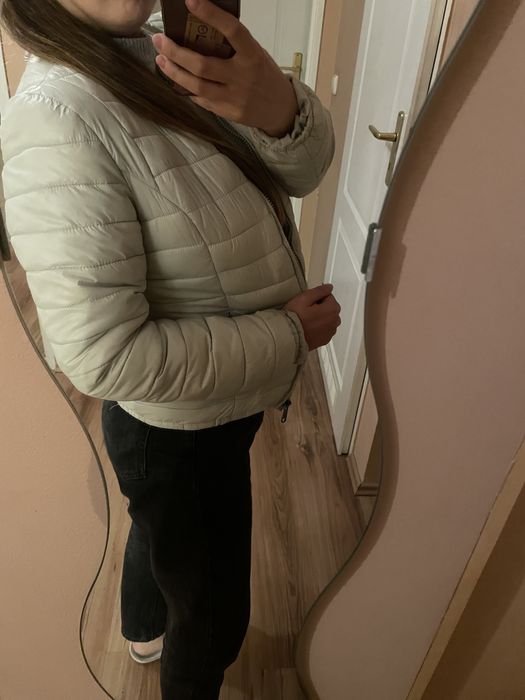 Amisu miętowa błękitna pikowana jesienna przejściowa kurtka