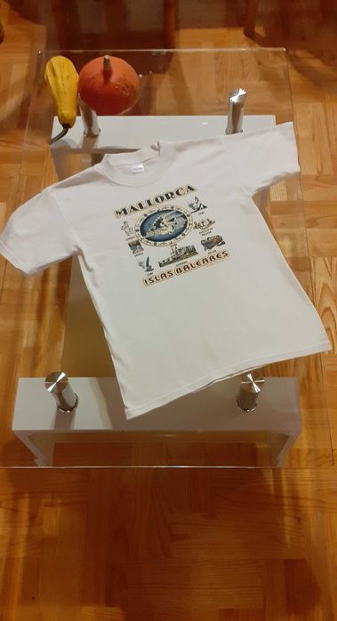 Koszulka biała unisex Mallorca 146/ 152/ 158 wymiary poniżej