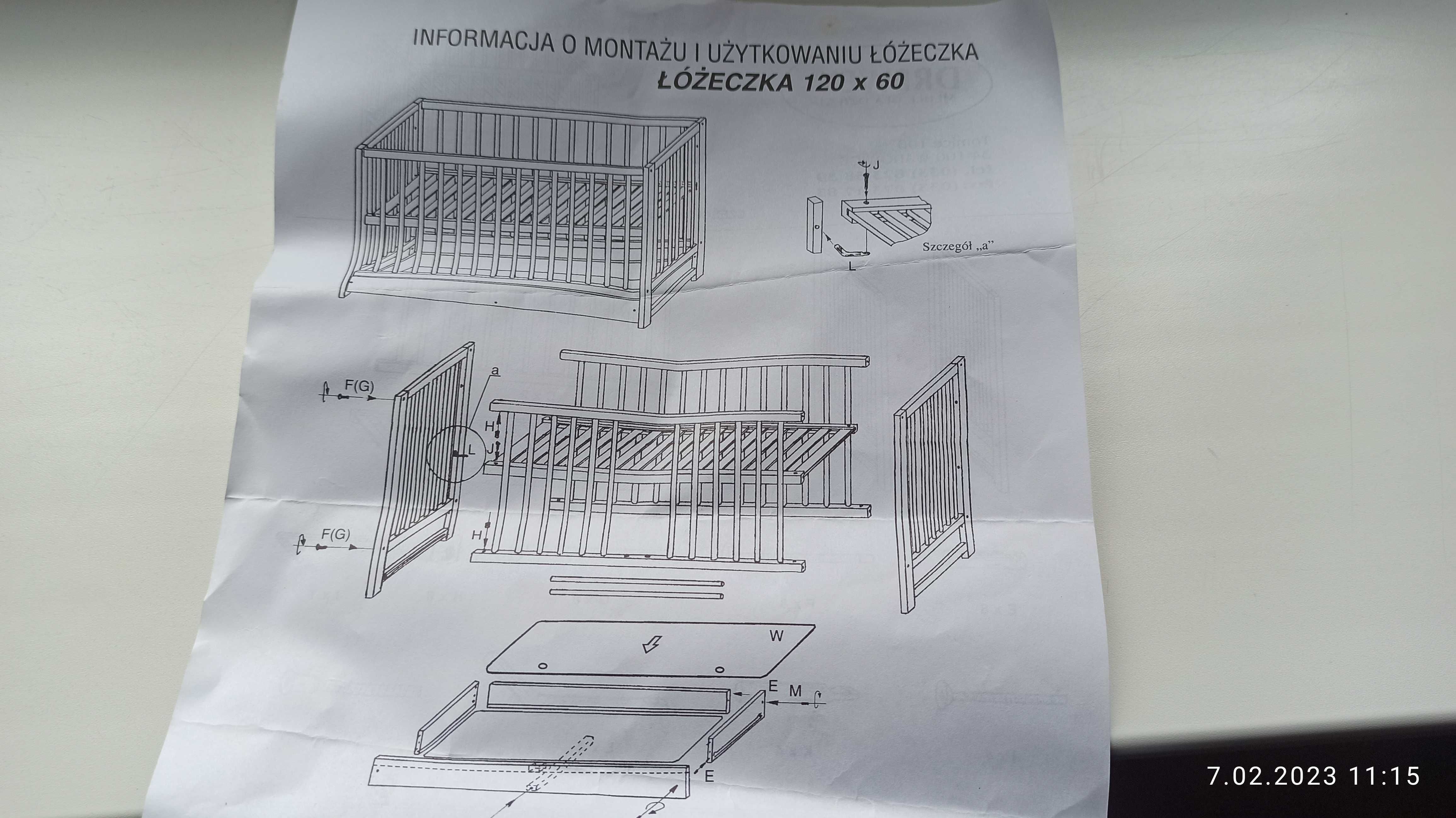 Łóżeczko dziecięce 120 x 60 cm