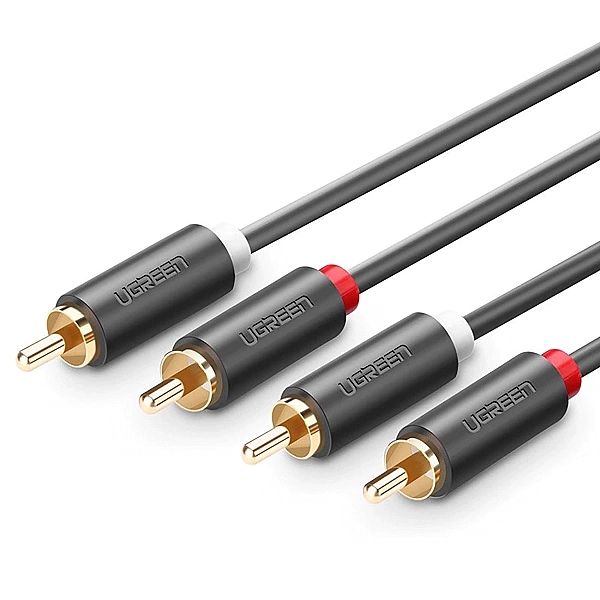 Kabel Ugreen AV104, 30747 audio 2RCA (męski) / 2RCA (męski) 1m - szary