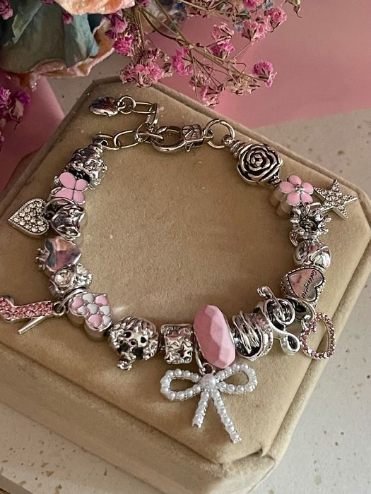 Srebrna bransoletka z charmsami jak Pandora silver glamour vintage