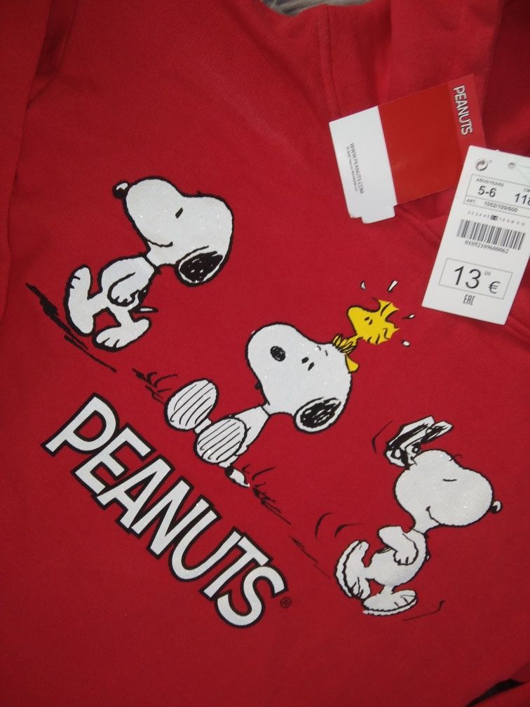 Bluza Peanuts Snoopy 118 cm piękna nowa z metką