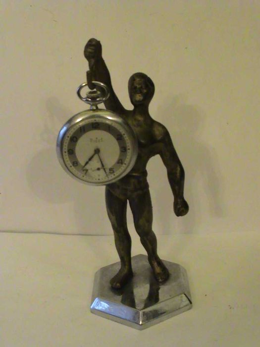 Stojak FIGURALNY metalowy na zegarek kieszonkowy - Rzadkość