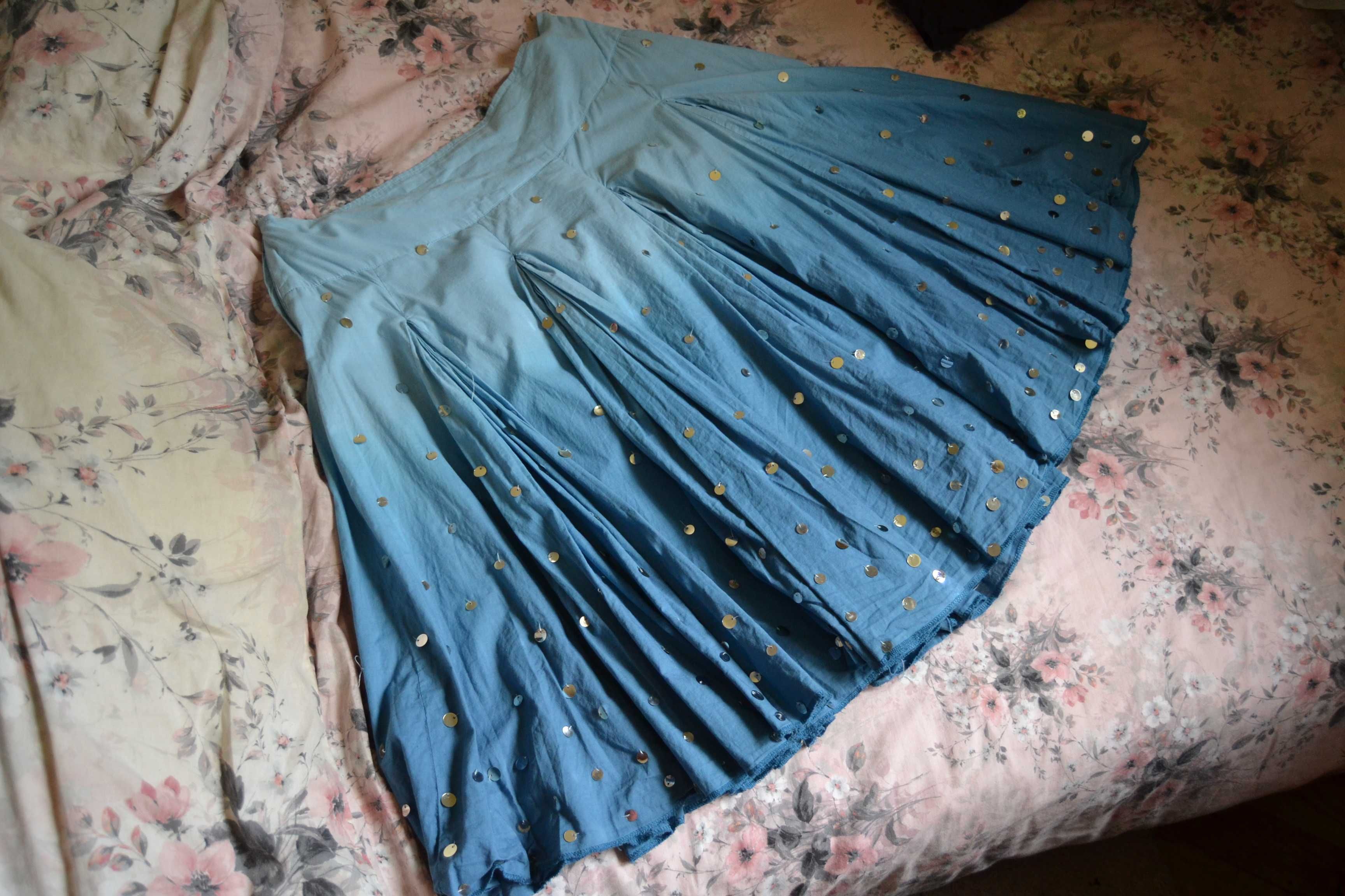 Cudna niebieska spódnica ombre z cekinami 12 40 New Look