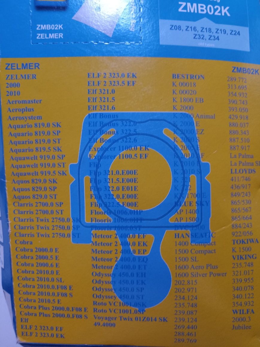Worki do odkurzacza Zelmer Z10 8 sztuk