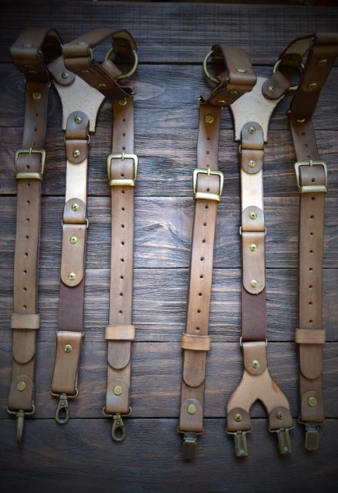 Кожаные подтяжки. Подтяжки из кожи. Мужские подтяжки. Ручная работа.